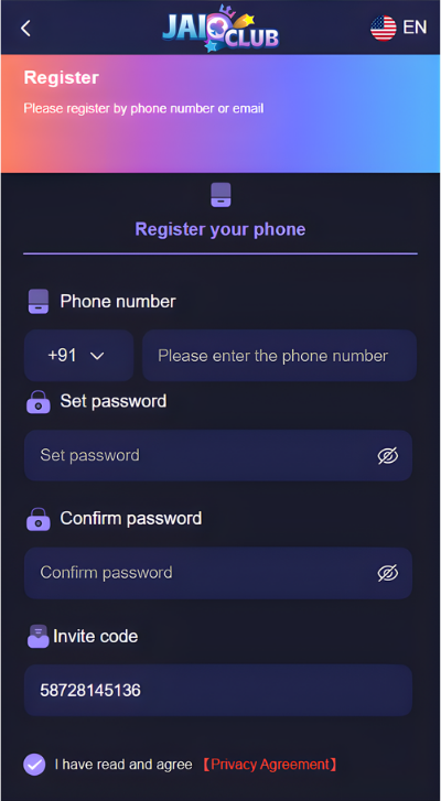 Jai Club Game Registration Process